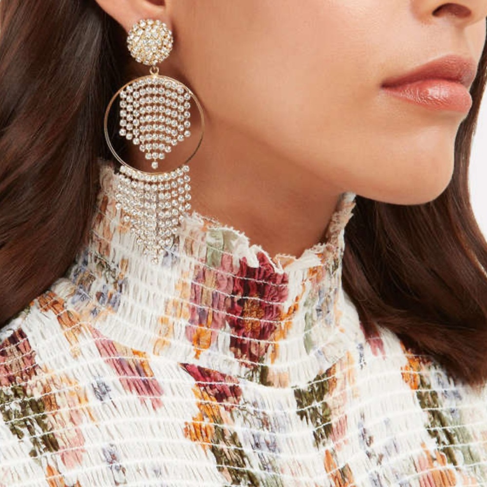 Glamorous Silver Crystal Drop Earrings - Picture 4 of 4
